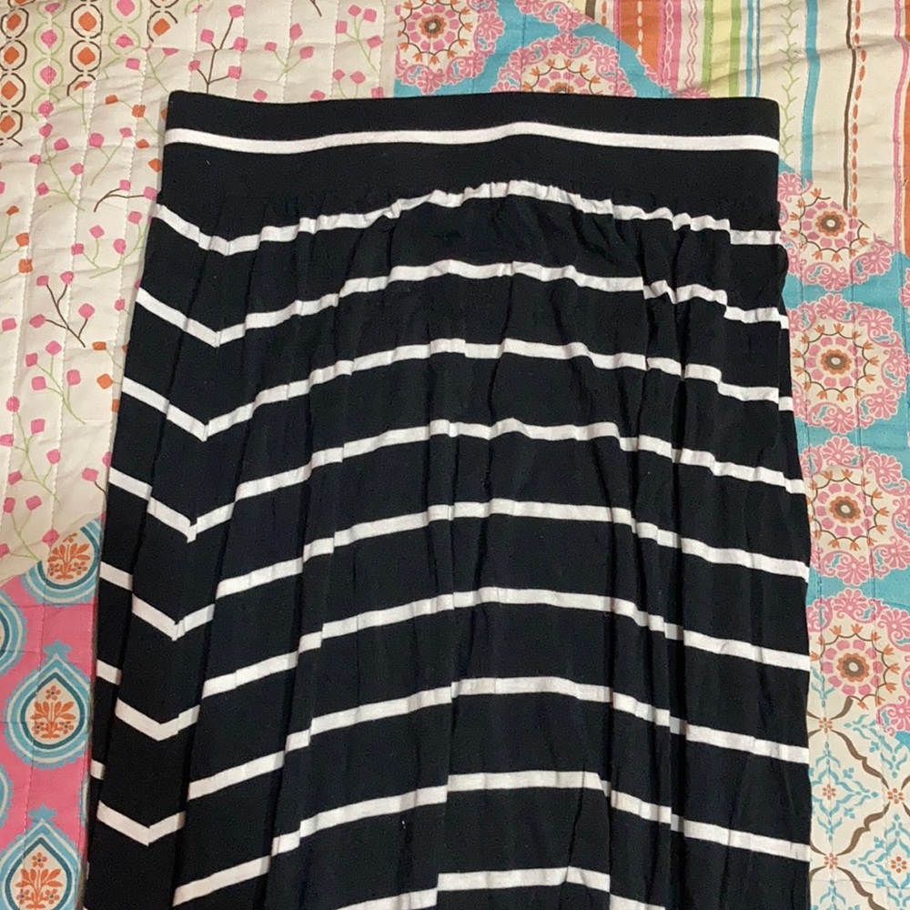 Black & White Striped Full Length Skirt